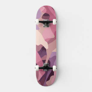 Skateboard Patrón de camuflaje rosa y morado