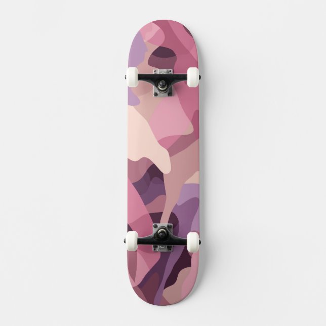 Skateboard Patrón de camuflaje rosa y morado (Anverso)