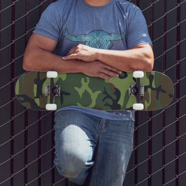 Skateboard Patrón de camuflaje verde militar (Exterior 3)