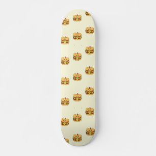 Skateboard Patrón de caracteres alimentarios de hamburguesas