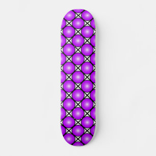 Skateboard Patrón de celosía blanco negro puntos rosa magenta
