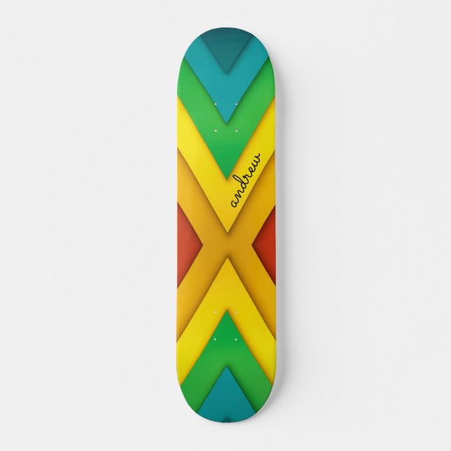 Skateboard Patrón de Chevron Abstracto Colorido (Anverso )