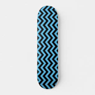 Skateboard Patrón De Chevron Azul Y Negro