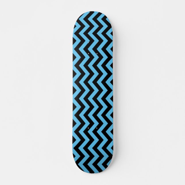 Skateboard Patrón De Chevron Azul Y Negro (Anverso )