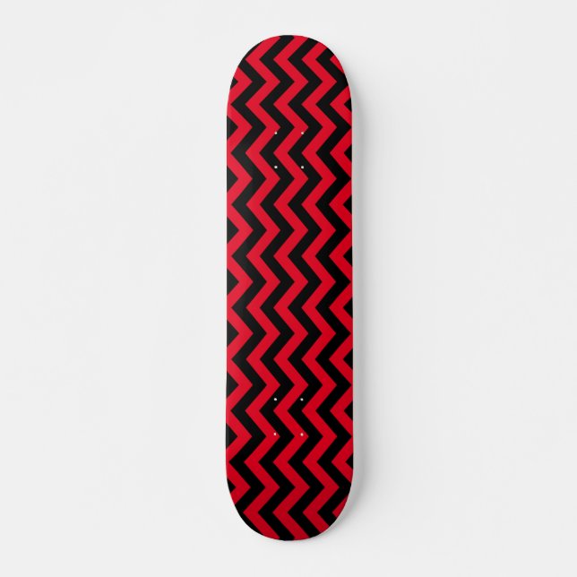 Skateboard Patrón De Chevron Rojo Y Negro (Anverso )