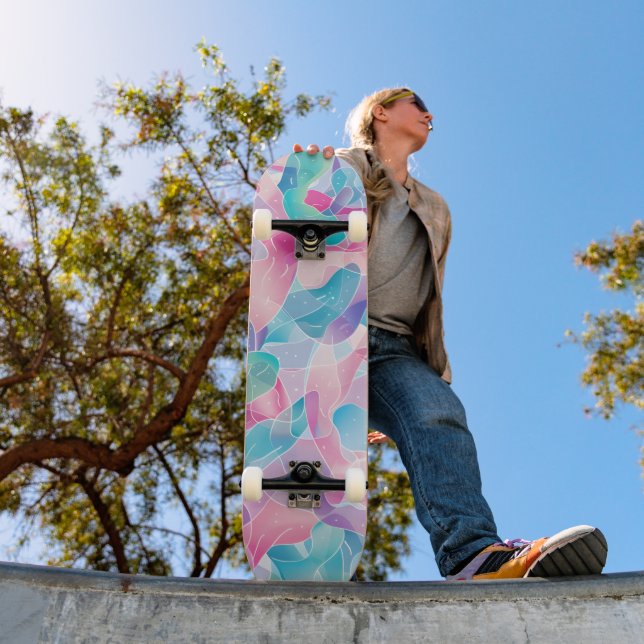 Skateboard Patrón de cinta abstracto pastel (Exterior 1)