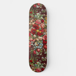Skateboard Patrón de cinta floral de rosa victoriana de color
