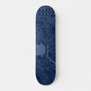 Skateboard Patrón de circuito de la tarjeta madre azul geek