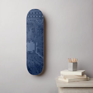 Skateboard Patrón de circuito de la tarjeta madre azul geek