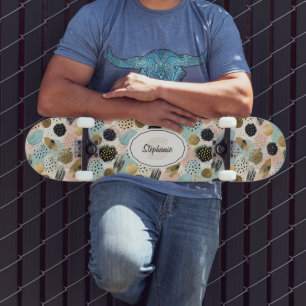 Skateboard Patrón de círculo abstracto - con Purpurina y espe