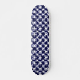Skateboard Patrón de círculos shibori azules y blancos