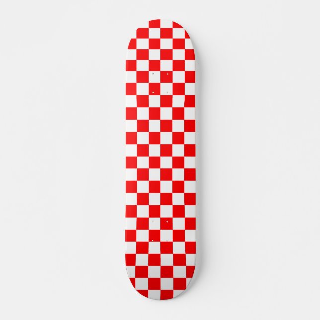 Skateboard Patrón de comprobación de blanco rojo (Anverso )
