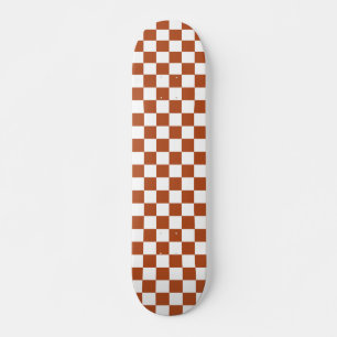 Skateboard Patrón de comprobación de color blanco marrón