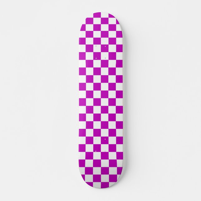 Skateboard Patrón de comprobación de color blanco púrpura (Anverso )