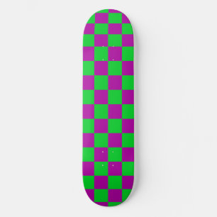 Skateboard Patrón de comprobación de color verde púrpura
