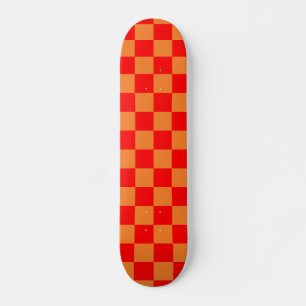 Skateboard Patrón de comprobación de Naranja rojo