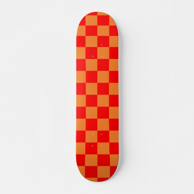 Skateboard Patrón de comprobación de Naranja rojo (Anverso )