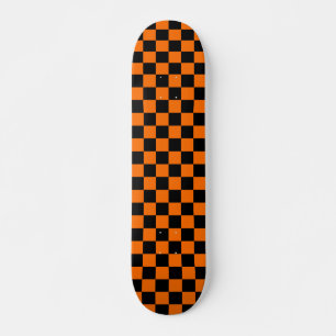 Skateboard Patrón de comprobación de negro naranja