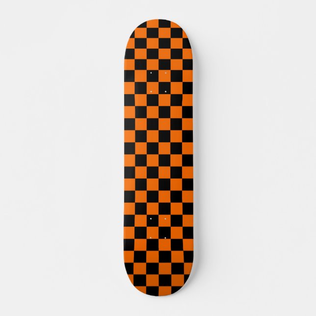 Skateboard Patrón de comprobación de negro naranja (Anverso )