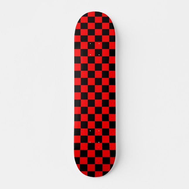 Skateboard Patrón de comprobación de negro rojo (Anverso )