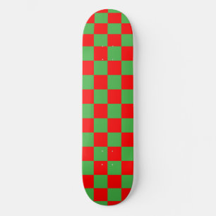 Skateboard Patrón de comprobación de verde rojo