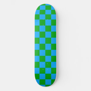 Skateboard Patrón de comprobación verde azul