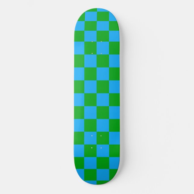 Skateboard Patrón de comprobación verde azul (Anverso)