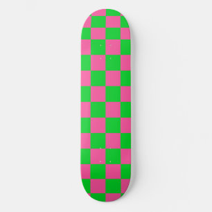 Skateboard Patrón de comprobación verde rosa