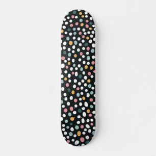 Skateboard Patrón de confeti de lunares coloridos