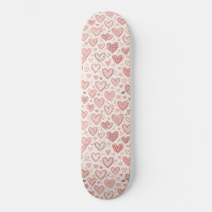Skateboard Patrón de corazón dibujado a mano