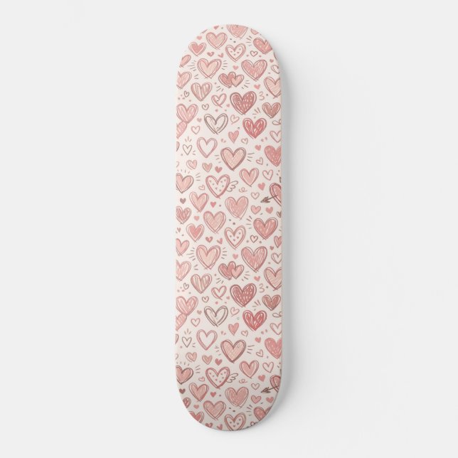 Skateboard Patrón de corazón dibujado a mano (Anverso)
