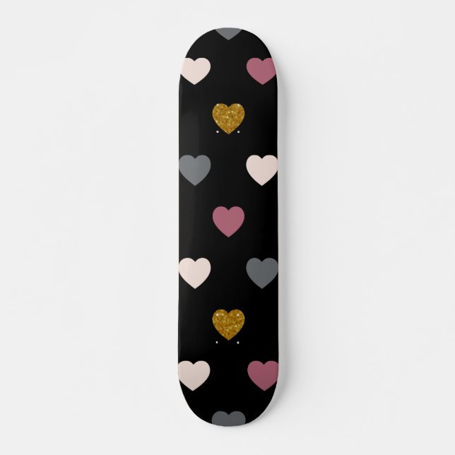 Skateboard Patrón de Corazones 30 (Anverso )