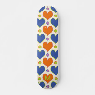Skateboard Patrón de corazones de amor y puntos de polka en a