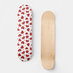 Skateboard patrón de Corazones Rojos y Blancos