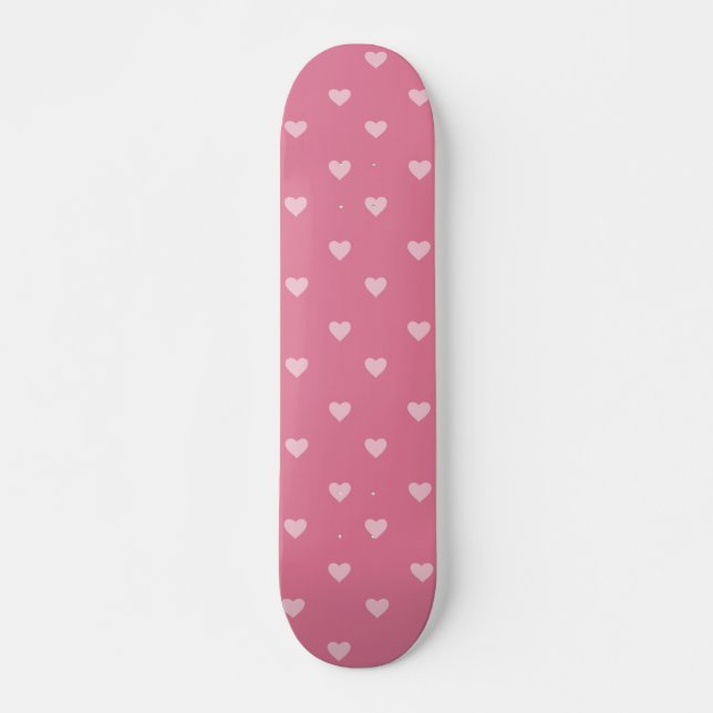 Skateboard Patrón de corazones rosados (Anverso )