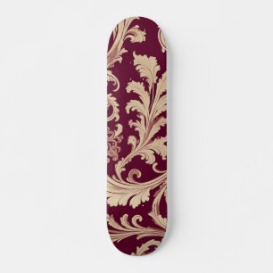 Skateboard Patrón de cosecha marrón y pekinés