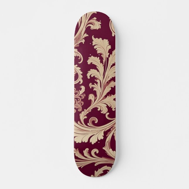 Skateboard Patrón de cosecha marrón y pekinés (Anverso )