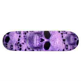 Skateboard Patrón de cráneo gótico morado