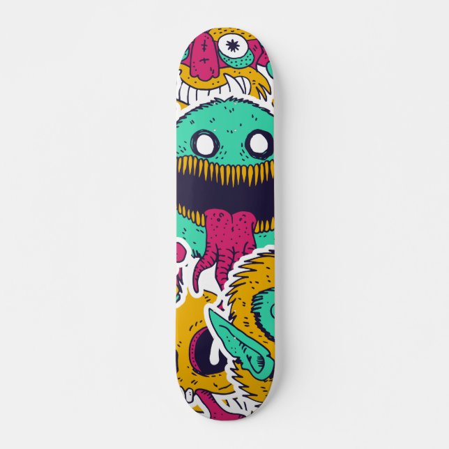Skateboard Patrón de cráneos de monstruos raros (Anverso )