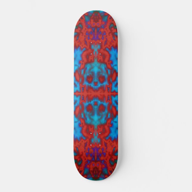 Skateboard Patrón de cráneos psiquédelicos caleidoscópicos (Anverso)