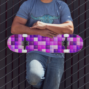Skateboard Patrón de Cuadrado Rosa de Píxeles de Videojuego