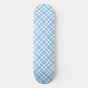 Skateboard Patrón de Cuadro Azul Blanco