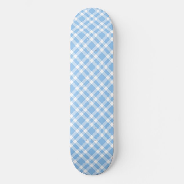 Skateboard Patrón de Cuadro Azul Blanco (Anverso)