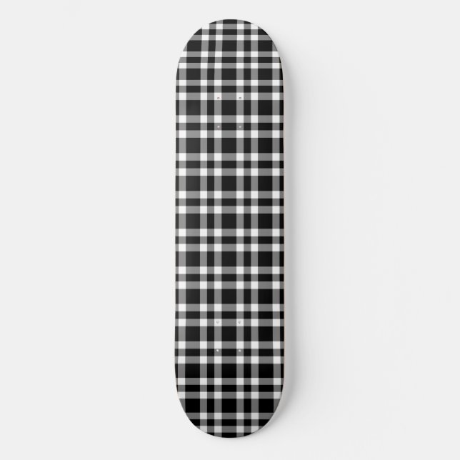 Skateboard Patrón de Cuadro Negro Blanco (Anverso)