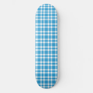 Skateboard Patrón de Cuadros Azules y Blancos