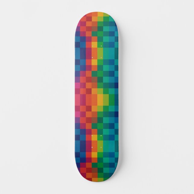 Skateboard Patrón de cuadros colorido (Anverso)