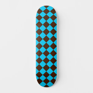 Skateboard Patrón de cuadros de diamante azul marrón
