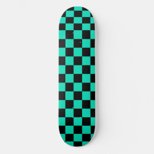 Skateboard Patrón de Cuadros de Verificación Verde Negro