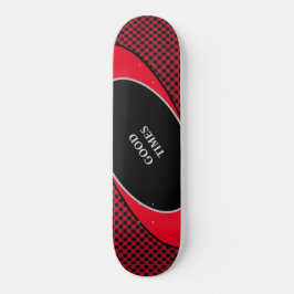 Skateboard Patrón de cuadros negros y rojos y líneas ondulada