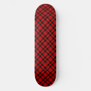 Skateboard Patrón de Cuadros Rojos y Negros